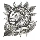 sun and lion tattoo design idea