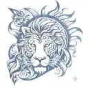 sun and lion tattoo design idea