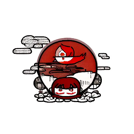 Gaara's red scar from Naruto, Kaonashi from Spirited Away and two koi carp, one red and one black tattoo design idea