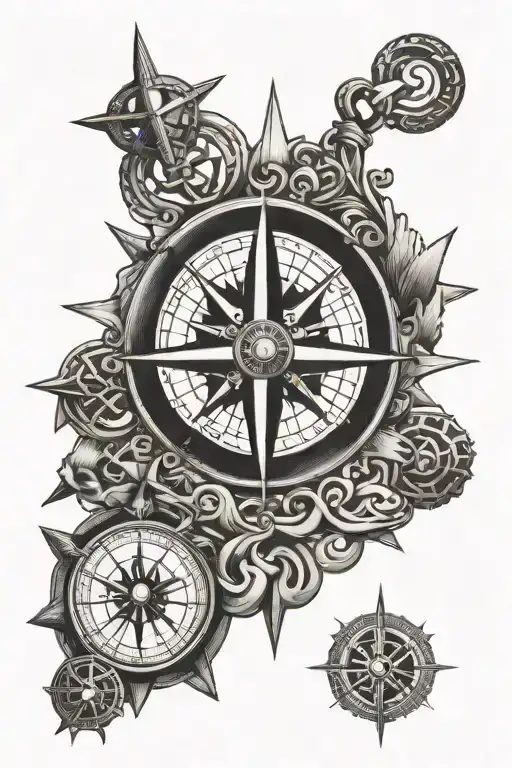 viking compass tattoo design idea