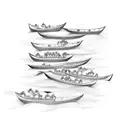 two canoes following herd of turtles tattoo design idea