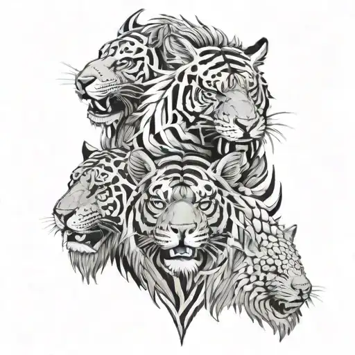 dragon head and sheep head and tiger head tattoo tattoo design idea