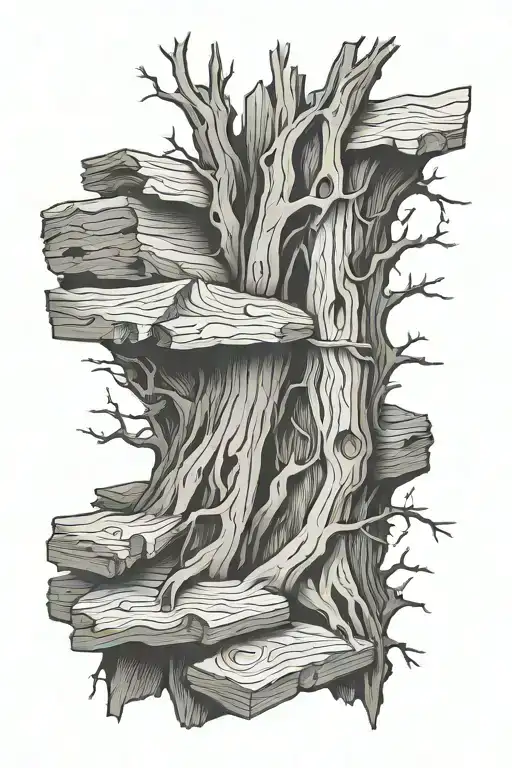 wood grain with wood joint tattoo tattoo design idea