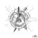 Design a sketch tattoo showcasing a microphone surrounded by reggae-inspired graffiti patterns tattoo design idea