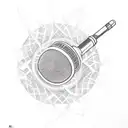 Design a sketch tattoo showcasing a microphone surrounded by reggae-inspired graffiti patterns tattoo design idea