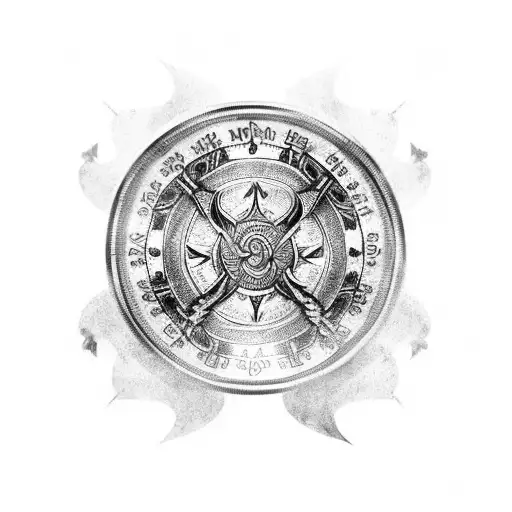 a viking themed chest piece with odin's ravens on each side of the viking compass tattoo design idea