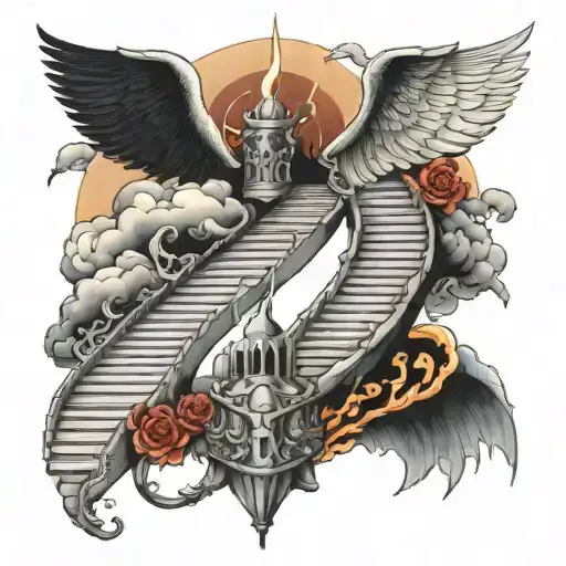 stairway to heaven vs hell tattoo design idea