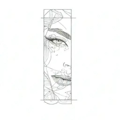 a girl with red lipstick on her face tattoo design idea