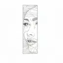 a girl with red lipstick on her face tattoo design idea