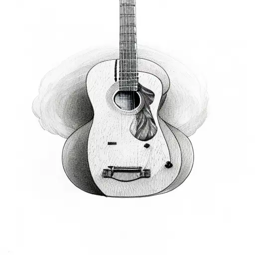 guitar with lavender tattoo design idea