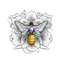 iris, lily, azalea, and orchid flowers with butterflies and honeybee with snake wrapped around a dagger tattoo design idea