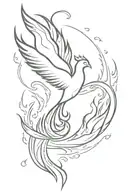 Phoenix rising from flames abstract    tattoo design idea