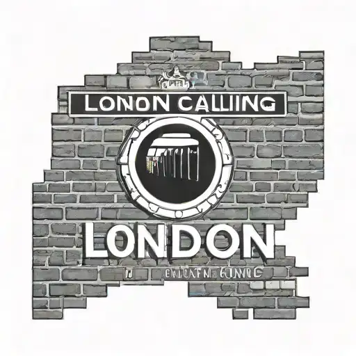 London Underground sign saying "London calling" on a brick wall tattoo design idea