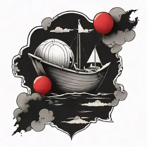 red balloon paper boat Stephen king  tattoo design idea