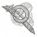 curved knife crossed within a crescent similar to the communist symbol tattoo design idea