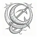 Think of the communist symbol of sickle and hammer, but instead of sickle there should be a crescent and instead of a ha tattoo design idea