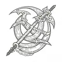 Think of the communist symbol of sickle and hammer, but instead of sickle there should be a crescent and instead of a ha tattoo design idea