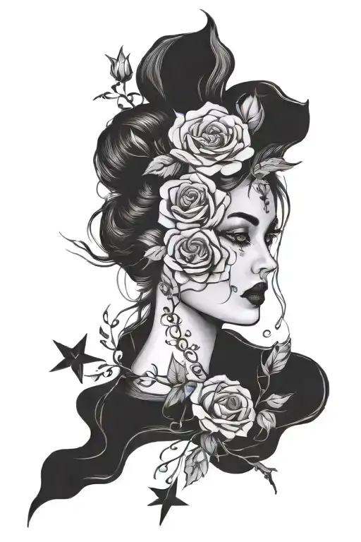 a court of thorns and roses, stars  tattoo design idea