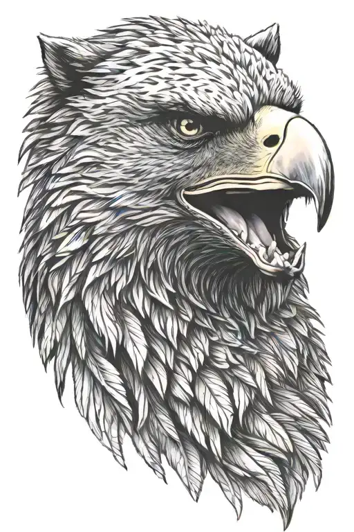 American Eagle Head ontop of Grizzly Bear head tattoo design idea