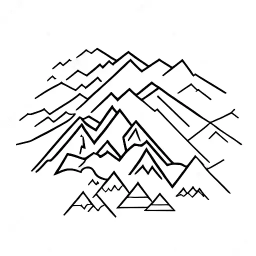 a outline of the chamonix mountain range tattoo design idea