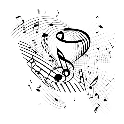 A runner in motion with musical notes trailing behind tattoo design idea