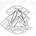 a outline of the chamonix mountain range tattoo design idea
