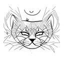 cat sleeping on a vertical fine line tattoo design idea