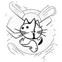 cat sleeping on a vertical fine line tattoo design idea