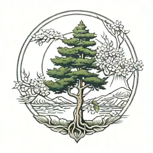 lebanese cedar tree tattoo design idea