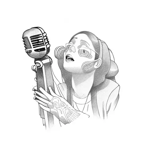 microphone in hands tattoo design idea