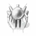 mic with hands tattoo design idea