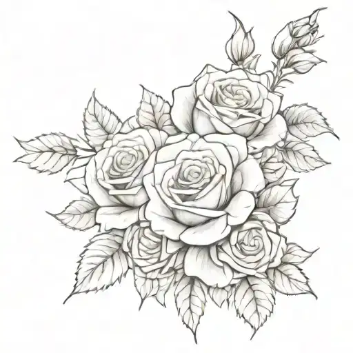 daphodile mixed with two roses intertwined tattoo design idea
