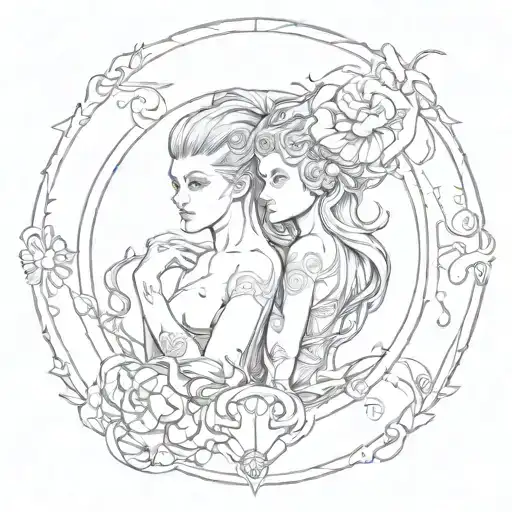 gemini and cancer zodiac sign tattoo design idea