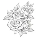 daphodile mixed with two roses intertwined tattoo design idea