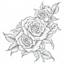 daphodile mixed with two roses intertwined tattoo design idea