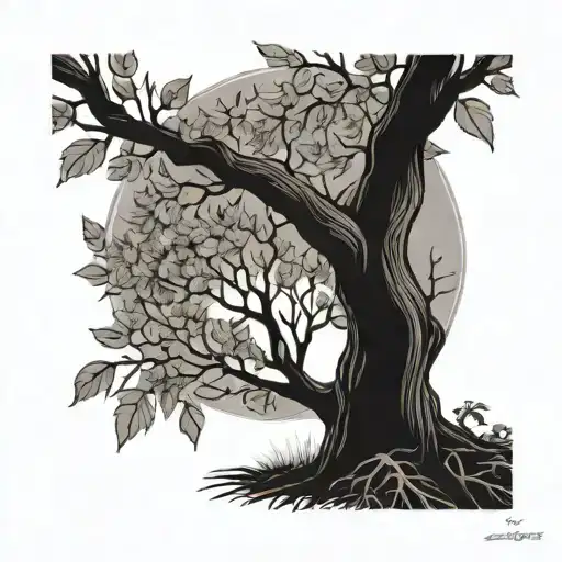 rowan willow reed elder tree of life  tattoo design idea