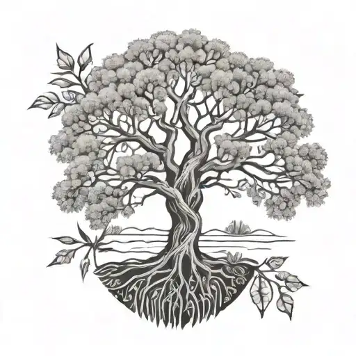 tree of life rowan, willow, reed, elder tattoo design idea