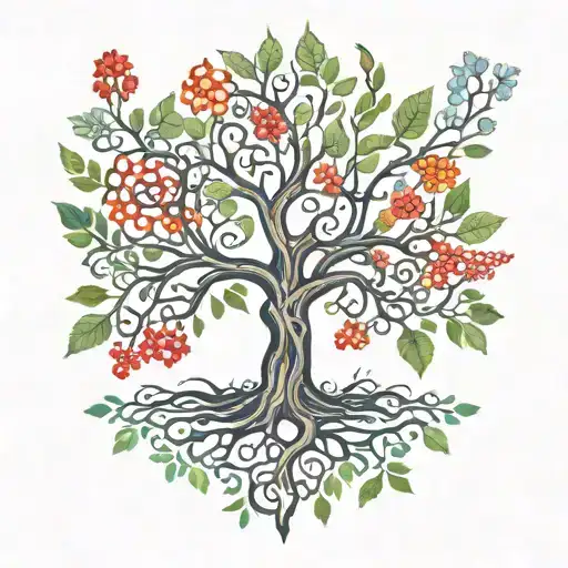 tree of life rowan, willow, reed, elder tattoo design idea