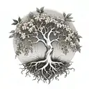 tree of life rowan, willow, reed, elder tattoo design idea
