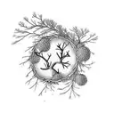 Juniper branch with berries and name juniper  tattoo design idea