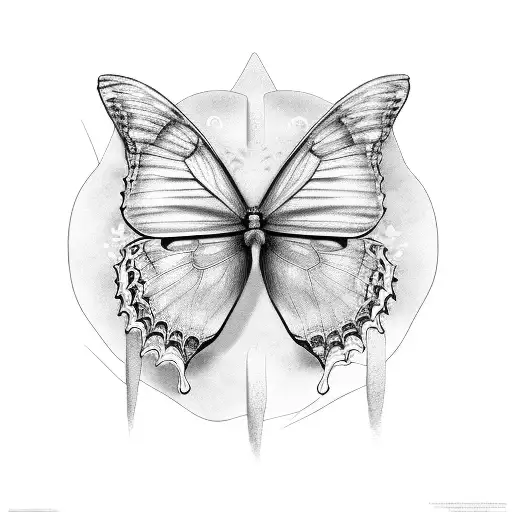Butterflys with 444 tattoo design idea