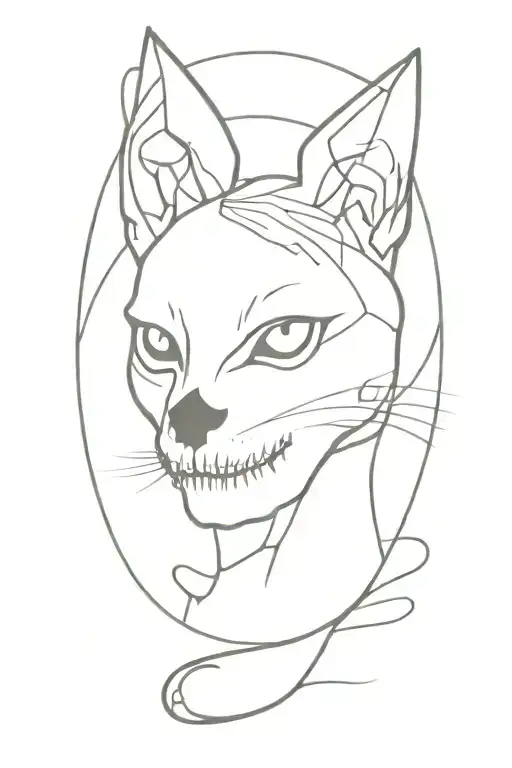 skull cat tattoo design idea