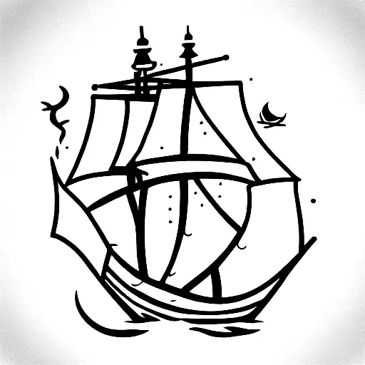 pirate ship tattoo design idea