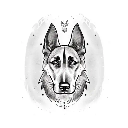 belgian malinois dog face  tattoo design idea