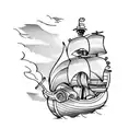 pirate ship tattoo design idea