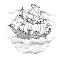 pirate ship tattoo design idea