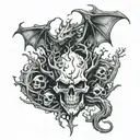 dragon,tree,skull tattoo design idea