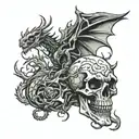 dragon,tree,skull tattoo design idea