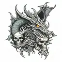 dragon,tree,skull tattoo design idea