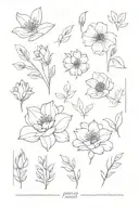 January, February, July and August birth flowers tattoo design idea